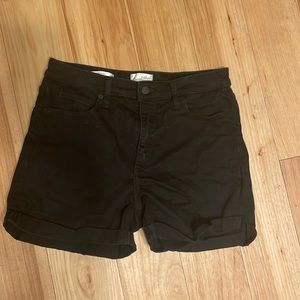 Black high rise/midi length shorts